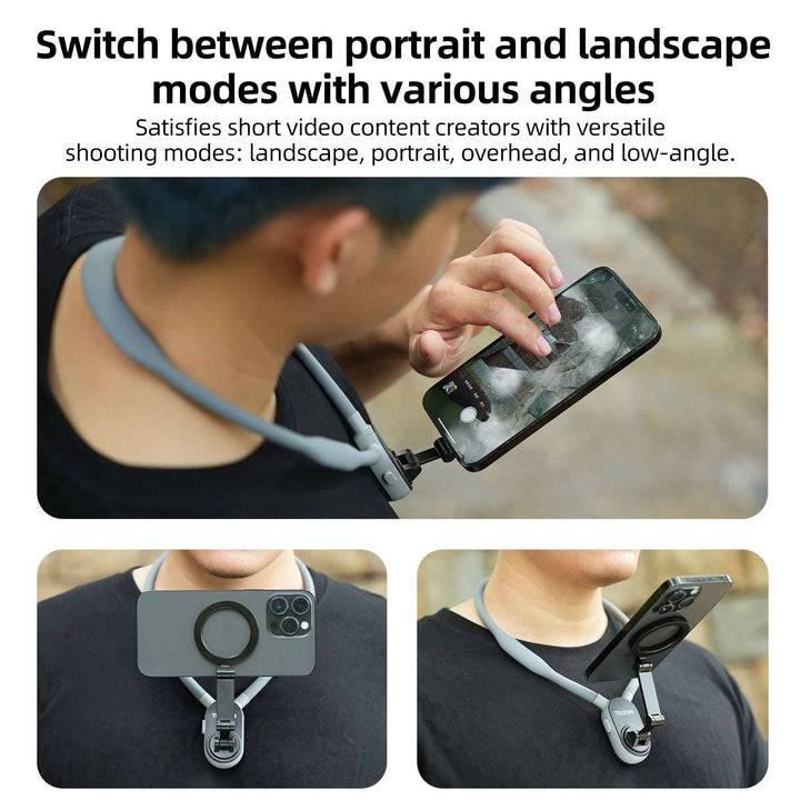 Mobile Phone Live Broadcast Neck Bracket Clip Universal Cellphones Anti Lost Magnetic Holder Portable Silicone Foldable Mount - multishop