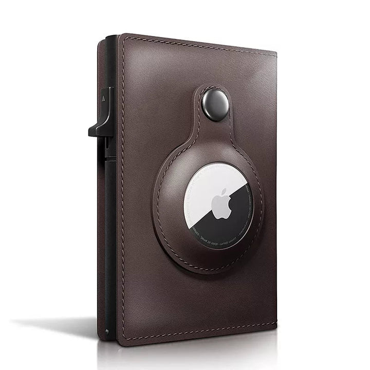 Smart Handmade Smart Air Tag holder tracking Leather wallet Bluetooth GPS tracker - multishop
